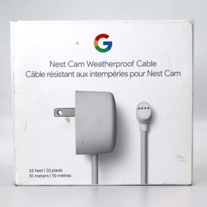 Google Nest Cam Weatherproof Cable 33ft White Outdoor Power G9QR5 Accessory